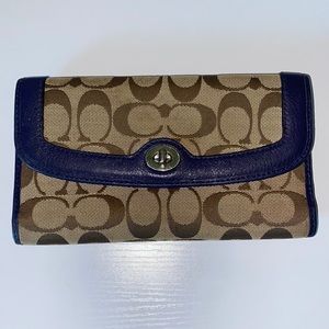 Coach Trifold Wallet with Dark Blue trim